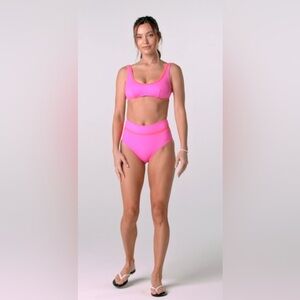 Fabletics  bikini top & broad-walk high waisted bottom set sz M coastal vacay